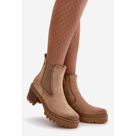 Női szigetelt csizma magas sarkú Eco Suede bézs Irissinae 1