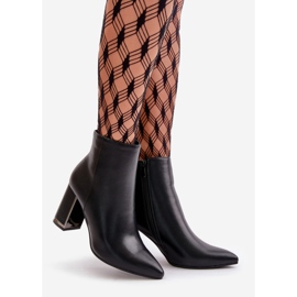 Női bokacsizma magas sarkon, cipzárral rögzítve, szigetelt Eco bőr, fekete mevair 1