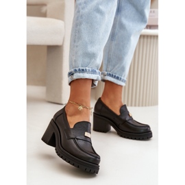 Zazoo 20168 elegáns női magassarkú cipő, természetes bőr, fekete 2