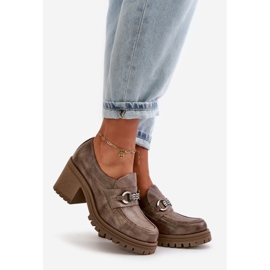 Zazoo 20175 női magassarkú cipő, természetes bőr, sötét bézs 1