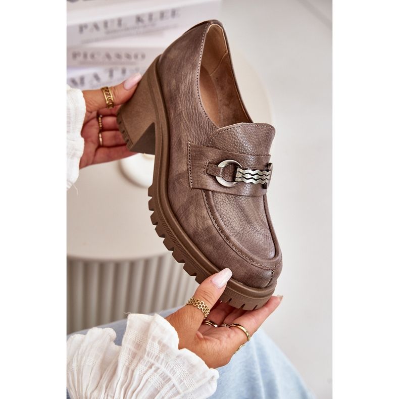 Zazoo 20175 női magassarkú cipő, természetes bőr, sötét bézs 2