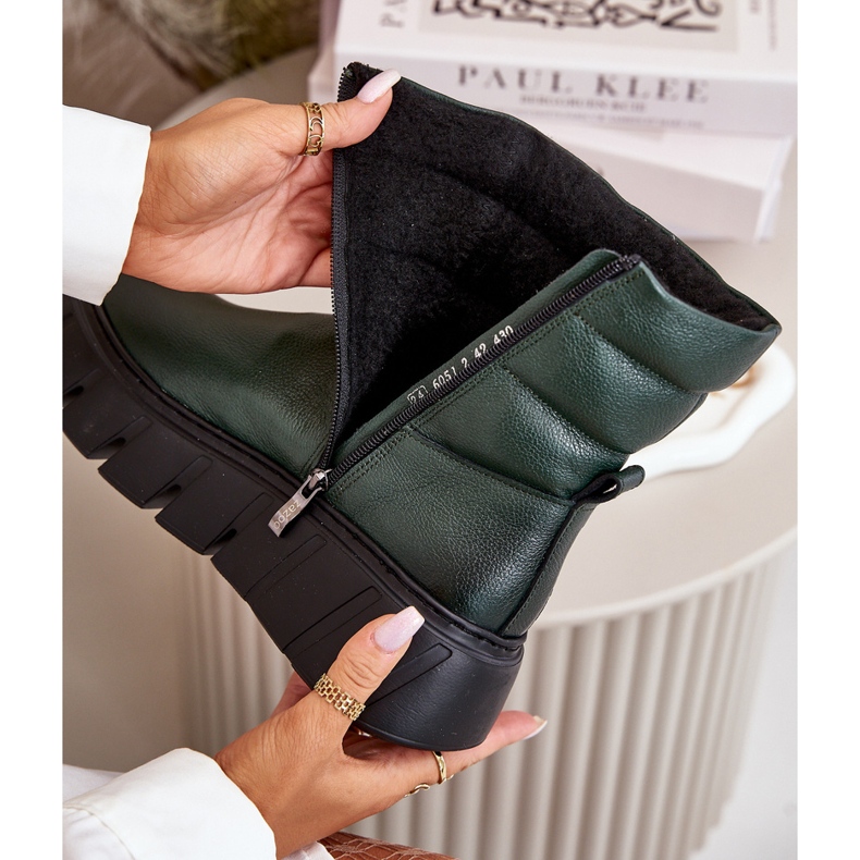 Zazoo 60512 női bőrcsizma cipzárral, meleg filccel, sötétzöld 2 Zazoo 60512 női bőrcsizma cipzárral, meleg filccel, sötétzöld 2