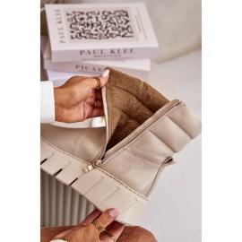 Zazoo 60512 női bőrcsizma cipzárral, meleg filccel, világos bézs 2