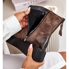 Zazoo 60369 női bőr bokacsizma a platformon, sötét bézs 2