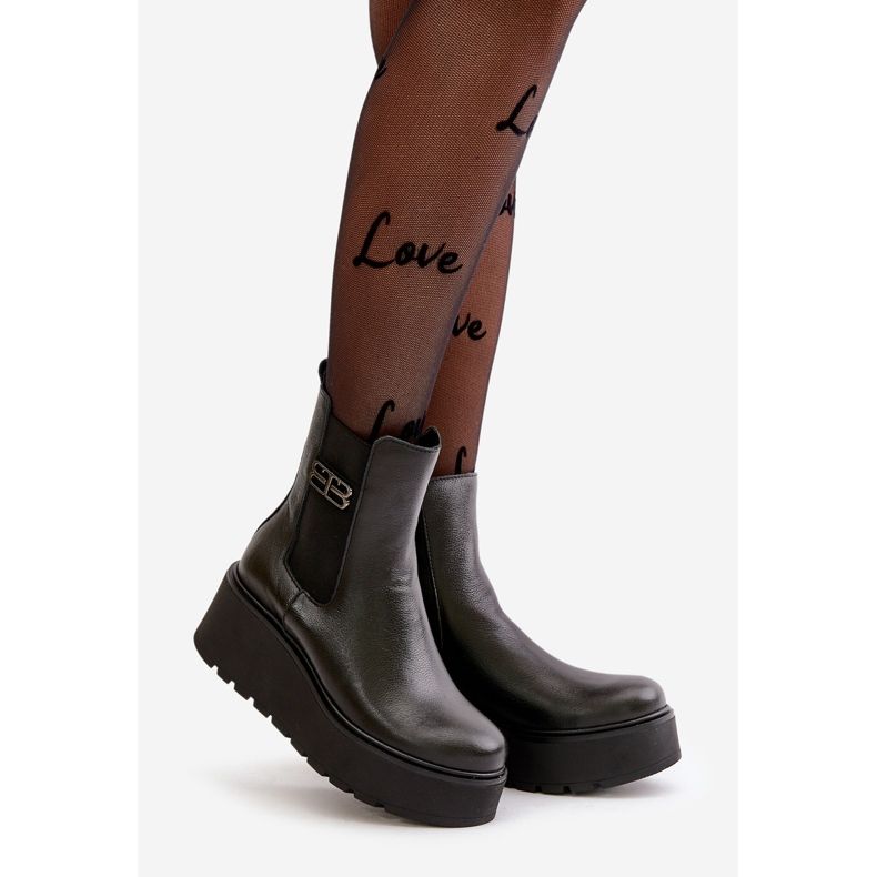 Zazoo 60498 női Chelsea csizma az emelvényen és ékekkel, fekete 1