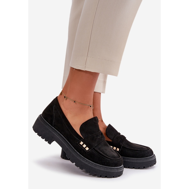 Női áttört cipő Moccasins Black Tannes fekete 1 Női áttört cipő Moccasins Black Tannes fekete 1