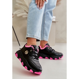 Fűzős női szigetelt sportcipő fekete fehér platformon 2