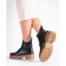 Fekete fűzős bokacsizma bézs színű talppal, Sergio Leone-tól 2