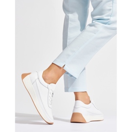 Sergio Leone Női áttört bőr fehér sportcipő 1