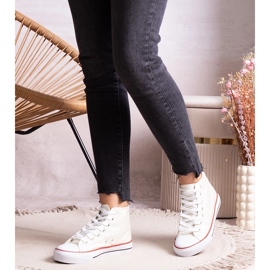 Ranifali fehér, magas tornacipő fényes hálóból 1