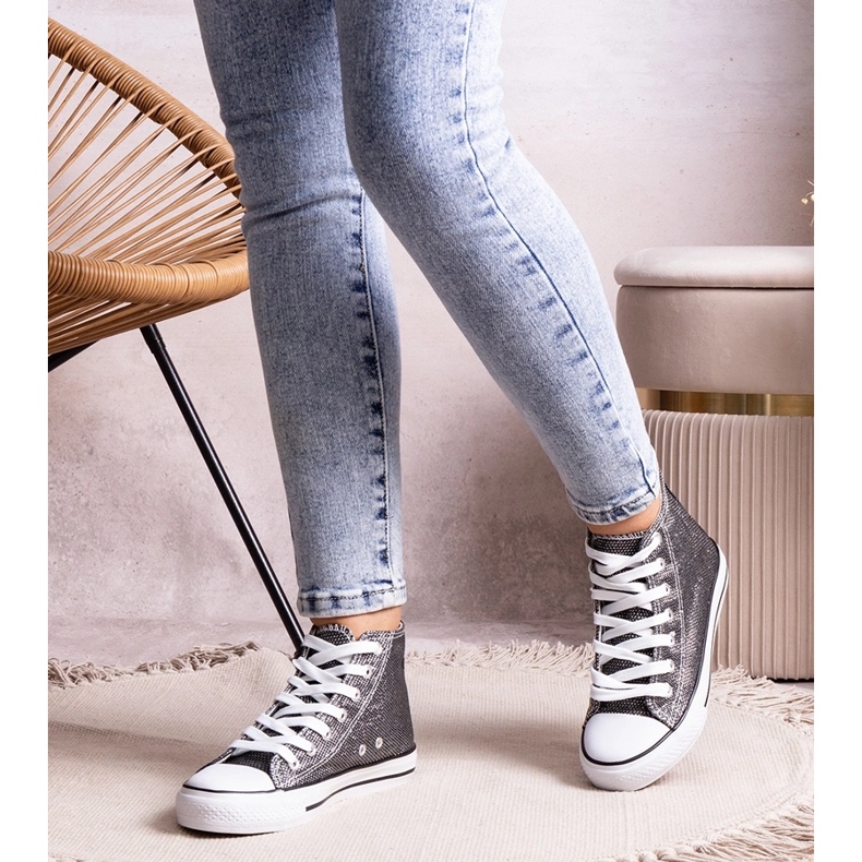 Ranifali fényes fekete magasszárú tornacipő 1