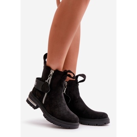 Női meleg csizma cipzárral Black Calvaro fekete 1