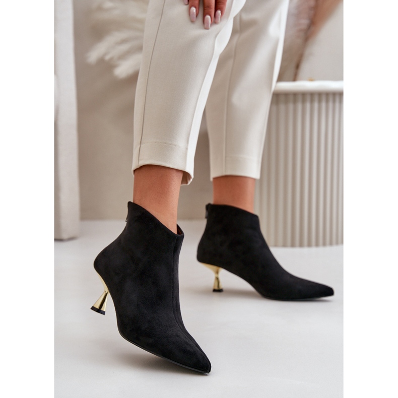 Női magassarkú csizma Eco Suede fekete Terlena 2