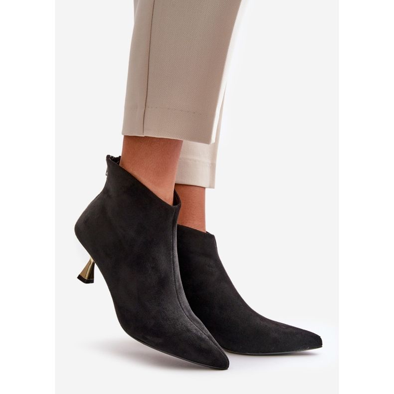 Női magassarkú csizma Eco Suede fekete Terlena 1