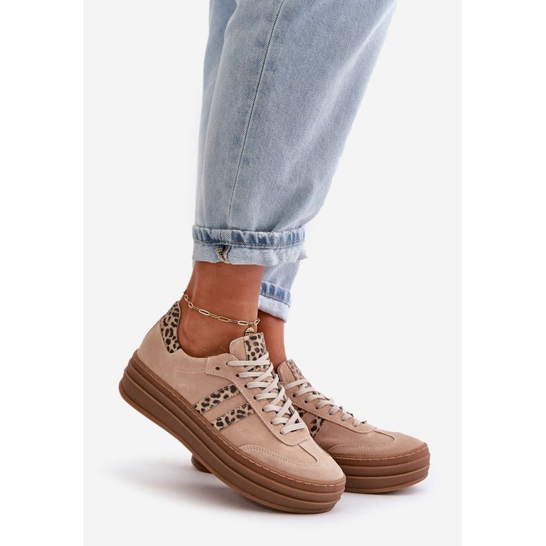 Zazoo N1068S4 női velúr tornacipők a platformon Leopard Pink rózsaszín 1