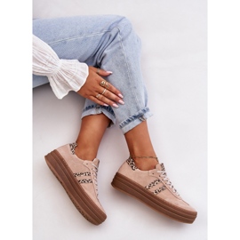 Zazoo N1068S4 női velúr tornacipők a platformon Leopard Pink rózsaszín 2