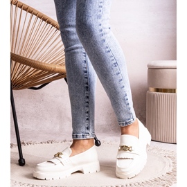 Bez marki Anielania fehér cipő arany csattal 2