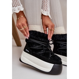 Női bőr hócsizma vastag talpon szőrmével Big Star OO274A206 fekete 2