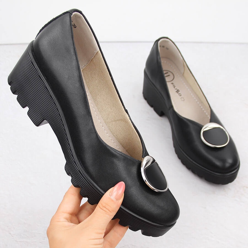 Fekete bőr női bebújós cipő Filippo DP4569 1 Fekete bőr női bebújós cipő Filippo DP4569 1