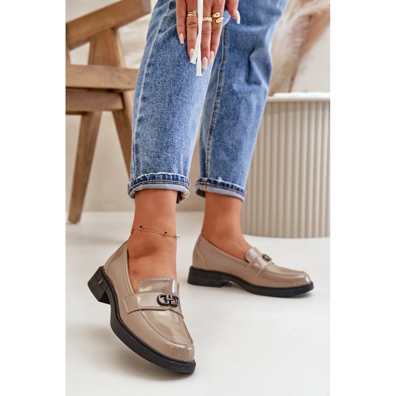 Női lakkbőr mokaszin Khaki Vinceza 58409 zöld 2