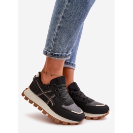 Női sportcipők, fűzős sportcipők, fekete Mialunae platform 1