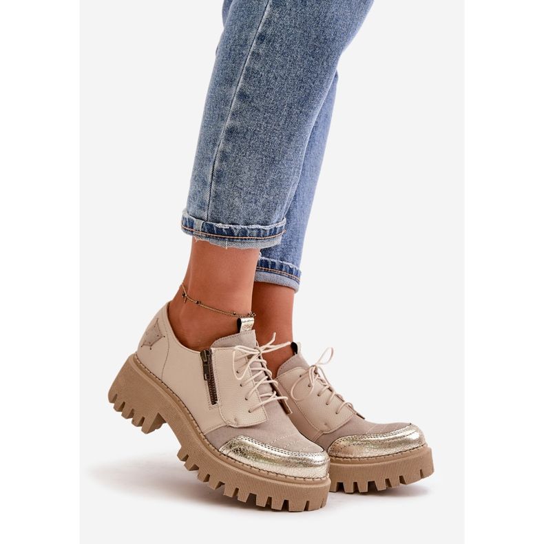 Természetes bőrből készült női cipő bézs Maciejka 06177-04 1