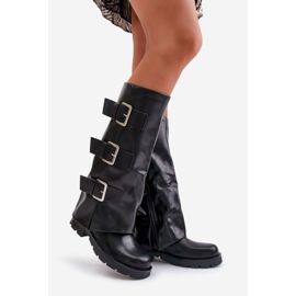 Hőszigetelt csizma felhajtott felsőrésszel és csatokkal, Fekete Cialetta 1