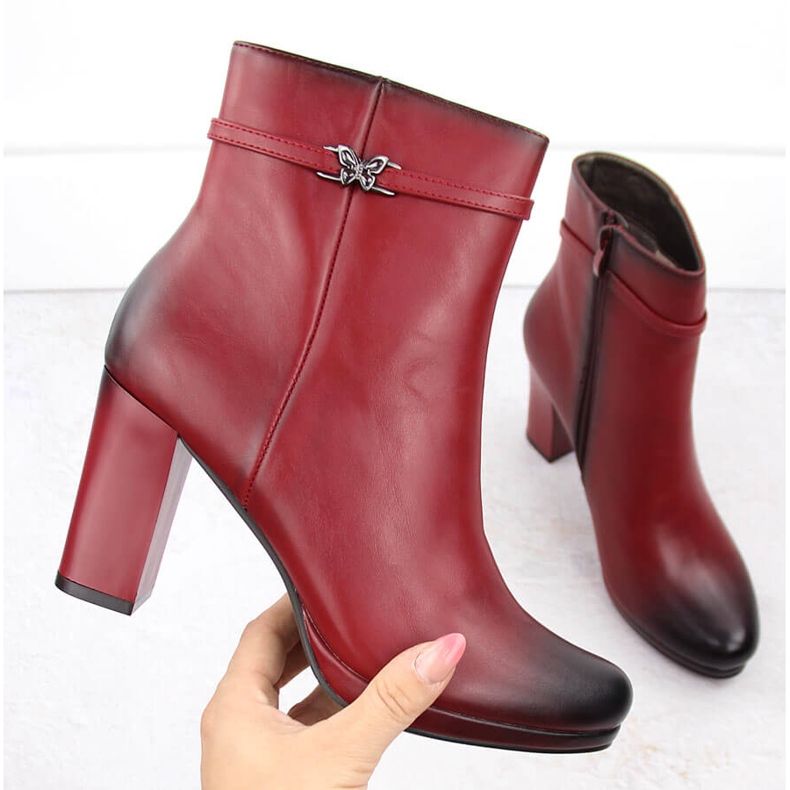 M. DASZYŃSKI Női piros szigetelt bokacsizma M.Daszyński AF125-22 1