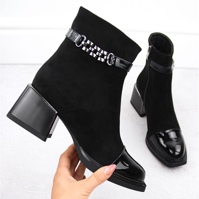 Női bokacsizma dekoratív fekete sarkú D&amp;A S.Barski Premium Collection MR880-018 1