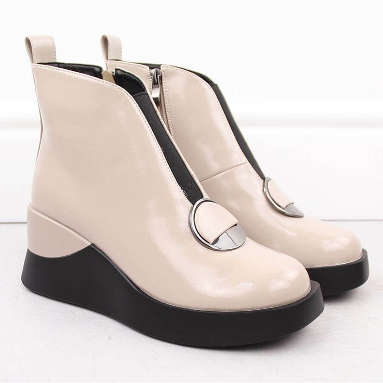 Női patentos ékcsizma D&amp;A S.Barski Premium Collection MR880-136 bézs 2