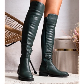 Polmapina öko bőrből készült hosszú zöld csizma 1