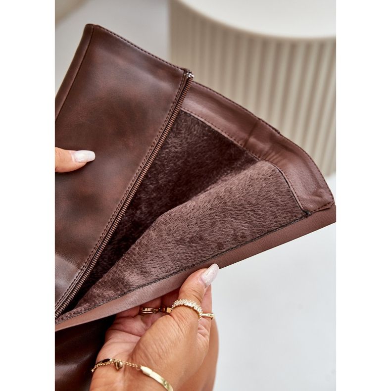 Szigetelt női csizma cipzárral Eco bőr barna Tialethe 2