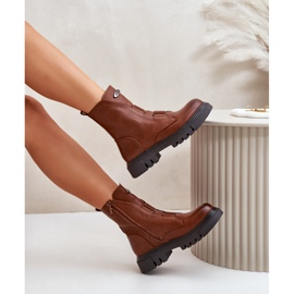 Hőszigetelt női munkáscsizma cipzárral, Eco bőr, barna Mailyra 2