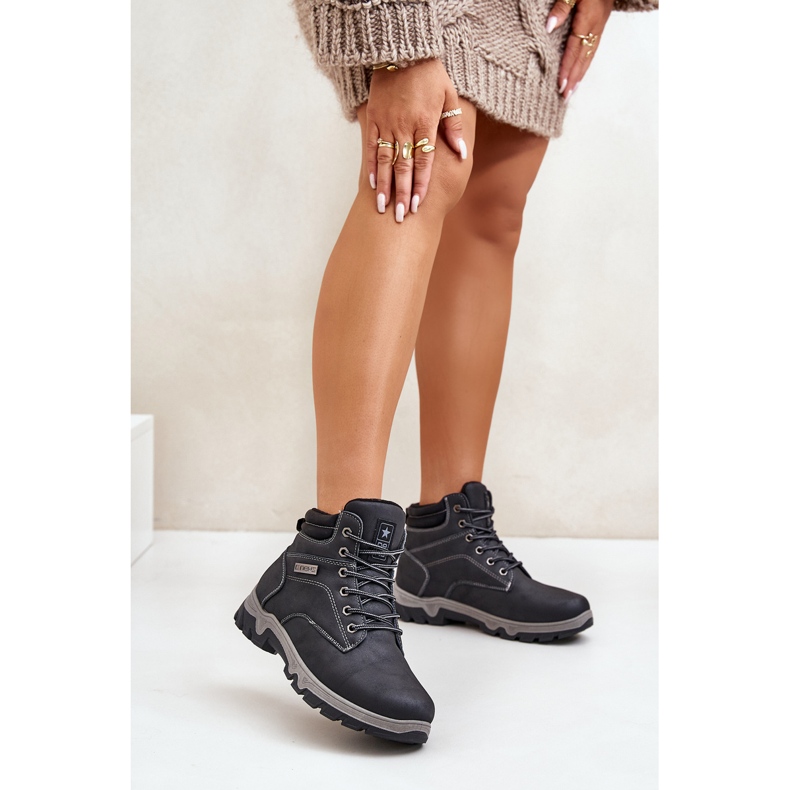 News Férfi szigetelt túracipő Eco bőrből, sötétkék Neramia 2