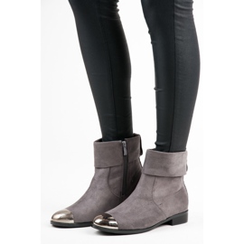 Ideal Shoes Velúr bokacsizma cipzárral szürke 1