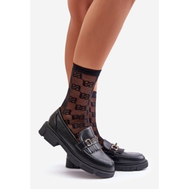 Női mokaszinok díszítéssel, Eco bőr, fekete Tialorae 1