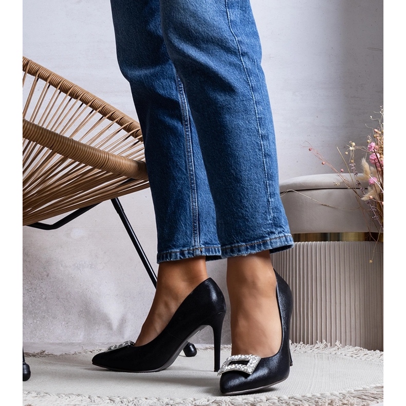 Tyson fekete fényes sarkú cipő 1