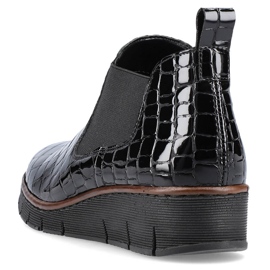 Lakkbőr fekete kígyóbőr csizma Rieker 53794-01 1