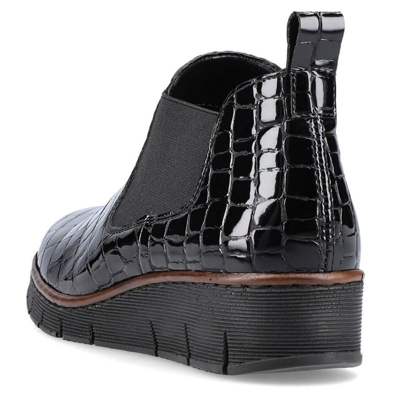 Lakkbőr fekete kígyóbőr csizma Rieker 53794-01 1