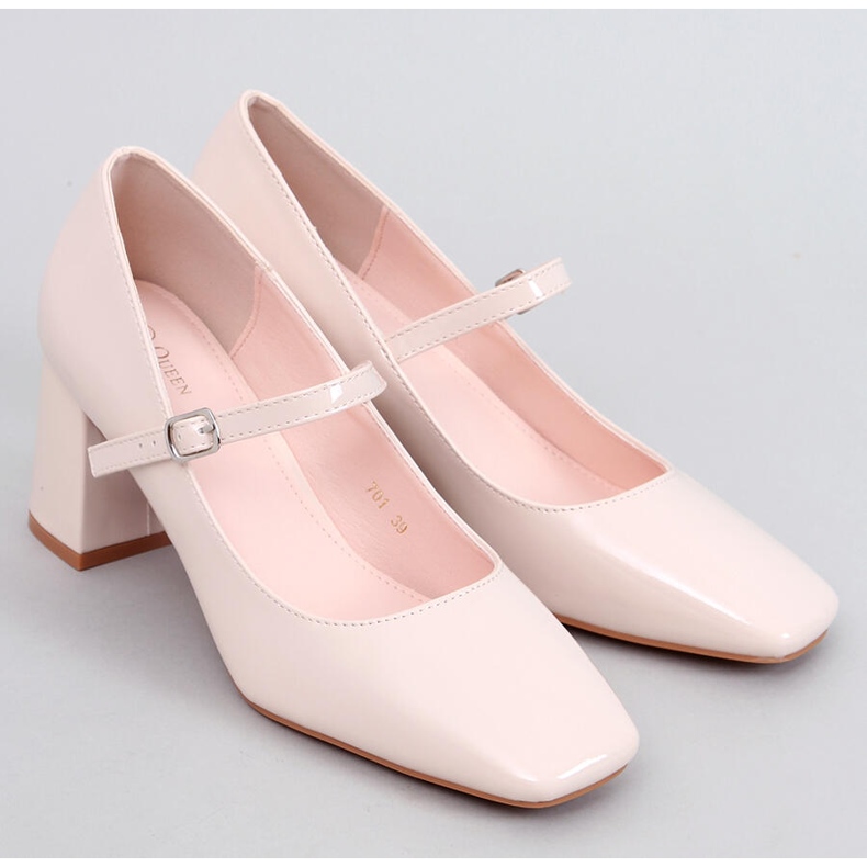 Mary Jane Valonis Bézs magas sarkú pumpák 1