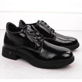 Női fekete lakkbőr bokacsizma Vinceza 58413 2