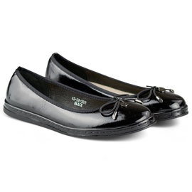 Női fekete lakkbalett lapos bőr talpbetéttel, kényelmes női cipő 1 Női fekete lakkbalett lapos bőr talpbetéttel, kényelmes női cipő 1