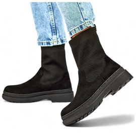 Fekete klasszikus bokacsizma zoknis felsőrésszel 1