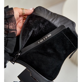 Szigetelt női csizma természetes velúrból, cipzárral, fekete Vinceza 66696 2