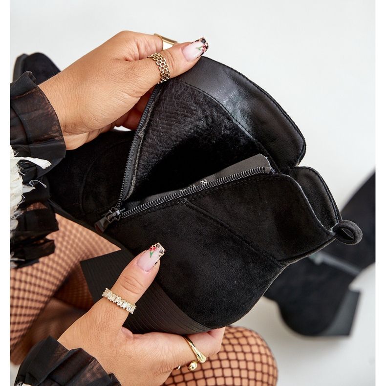 Szigetelt Eco Suede Cowboy csizma cipzárral, fekete Virtris 2