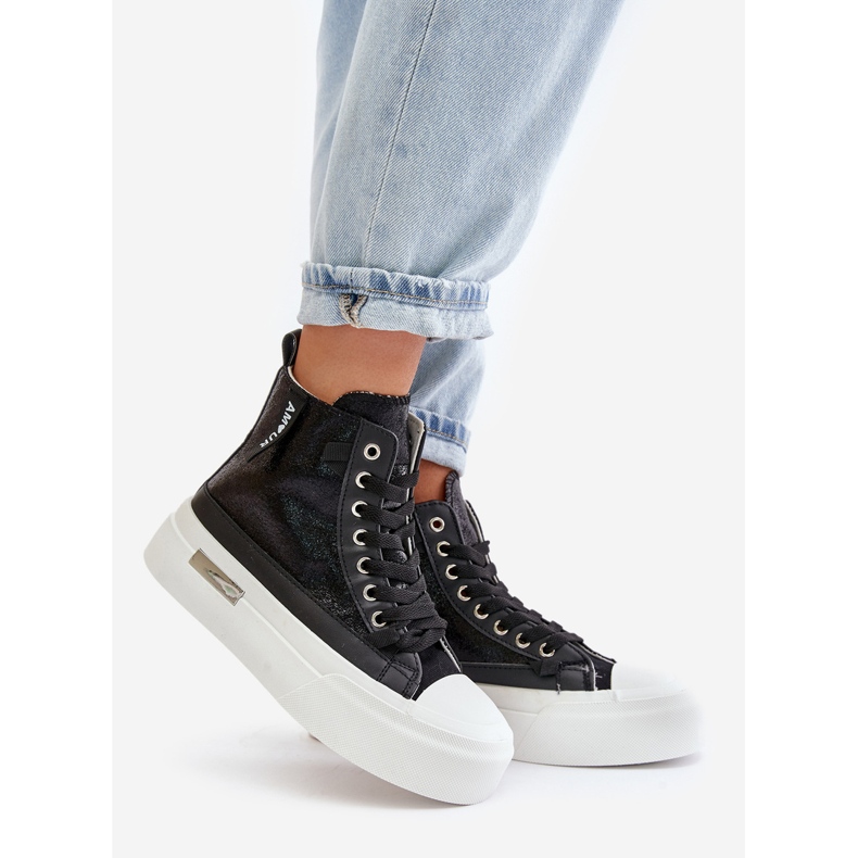 Női magas platformú tornacipő fekete Averira 1