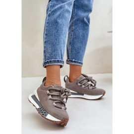 Velúr női tornacipő, vastag fűzővel, Artiker 54C1463 szürke 2