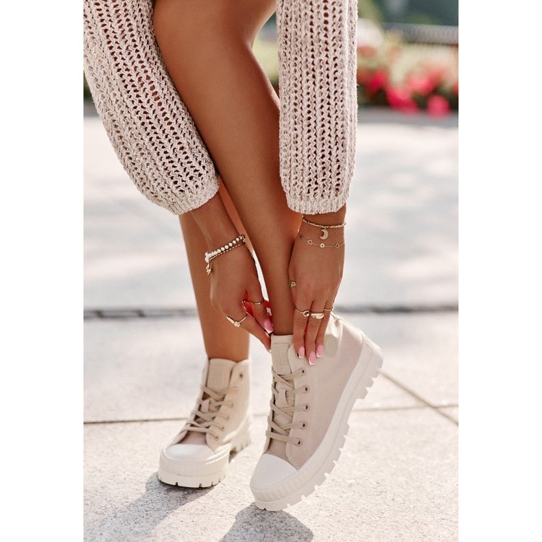 Női magas szárú tornacipő Big Star OO274006 Bézs 2