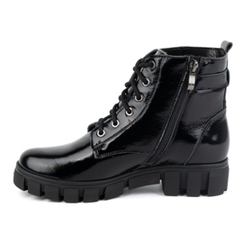 Olivier Női bőrcsizma, hőszigetelt, 373BB, feketére lakkozott fekete 1