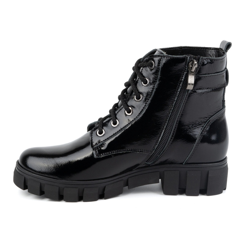 Olivier Női bőrcsizma, hőszigetelt, 373BB, feketére lakkozott fekete 1